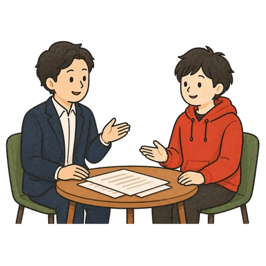 面談で条件を伝え合っているイラスト