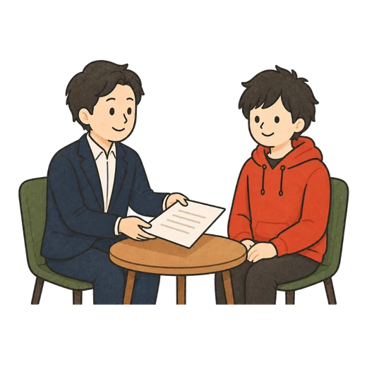エージェントと応募者が面談しているイラスト
