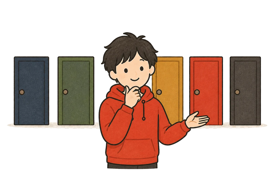 複数の経路から進む道を選んでいるイラスト