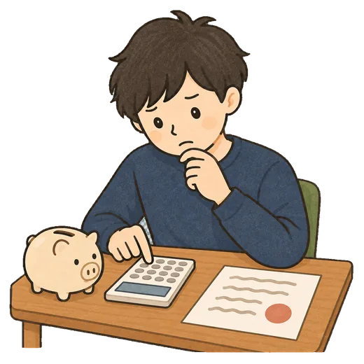 電卓で退職後の生活費を計算しているイラスト